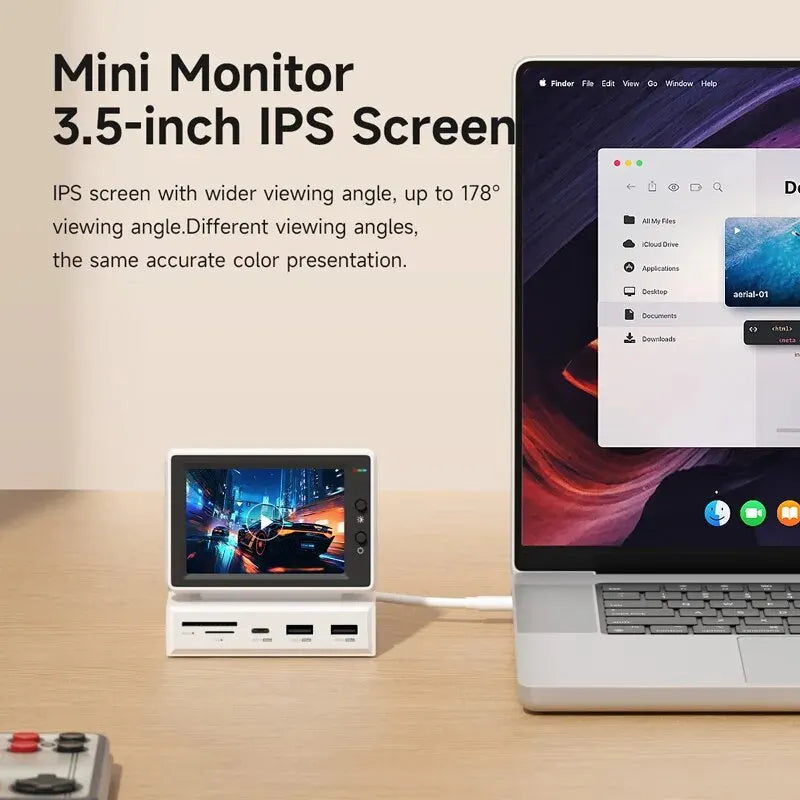 Hagibis 3.5inch IPS Mini Monitor Display with USB C Hub for Laptop, PC, MacBook