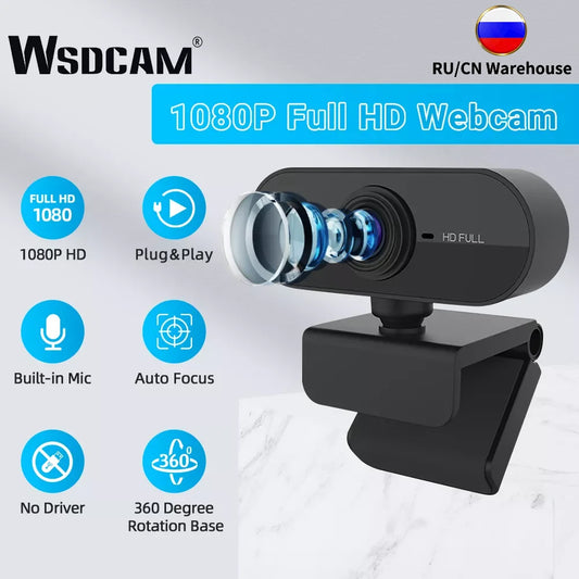 HD 1080P Cam Webcam USB Camera with Microphone for Video Calling Conferences
